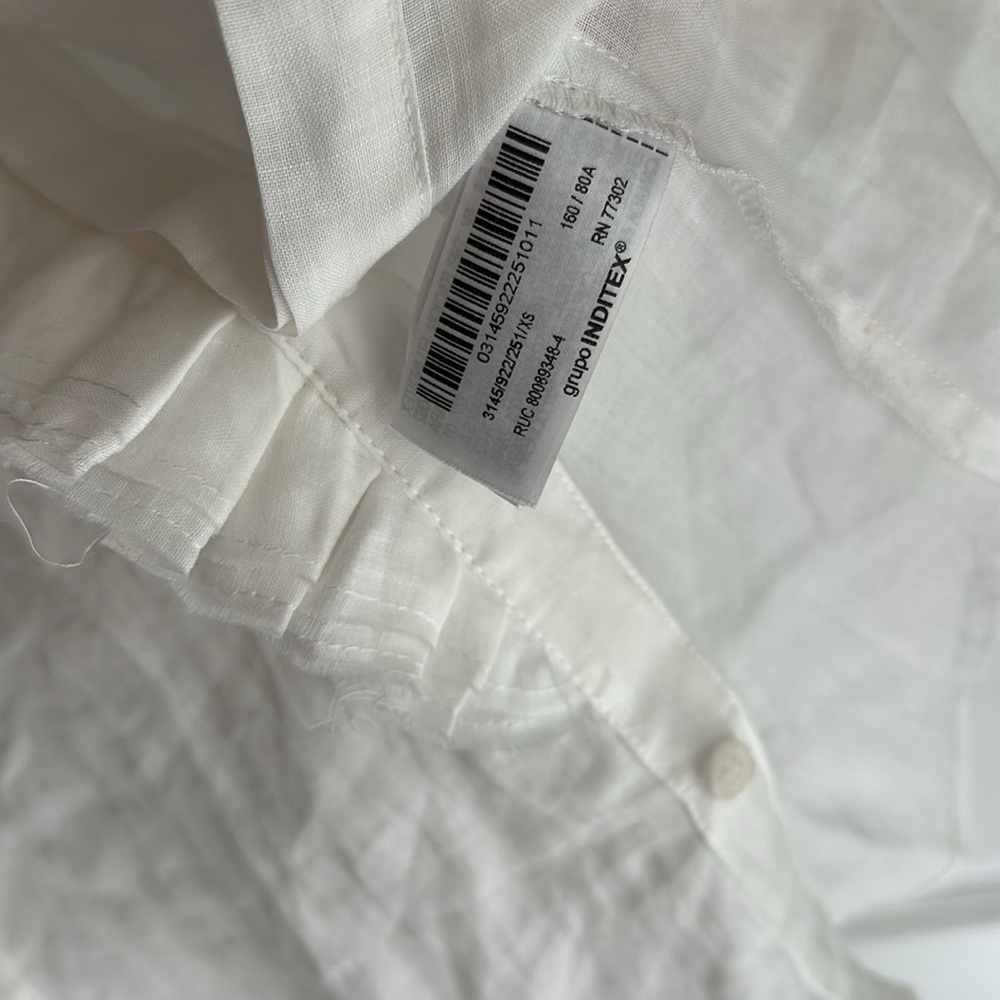 NWOT( has spots ) Zara Woman RUFFLED SHIRT ZW COLLECTION White Size XS - Picture 9 of 13